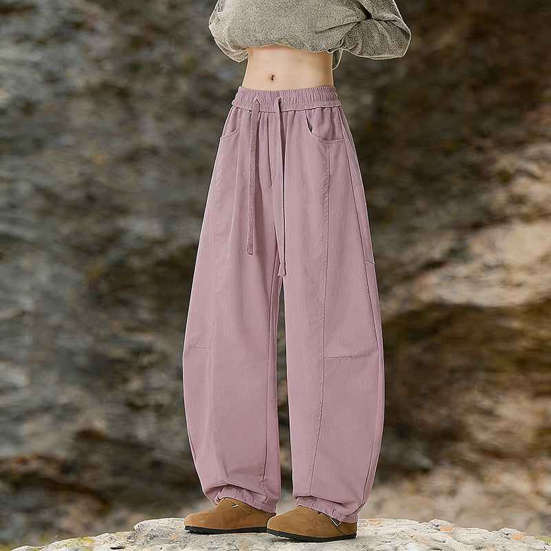 Damen Oversize Cargo-Hose aus Baumwollmix mit hohem Elastikbund und Beinbündchen Drune