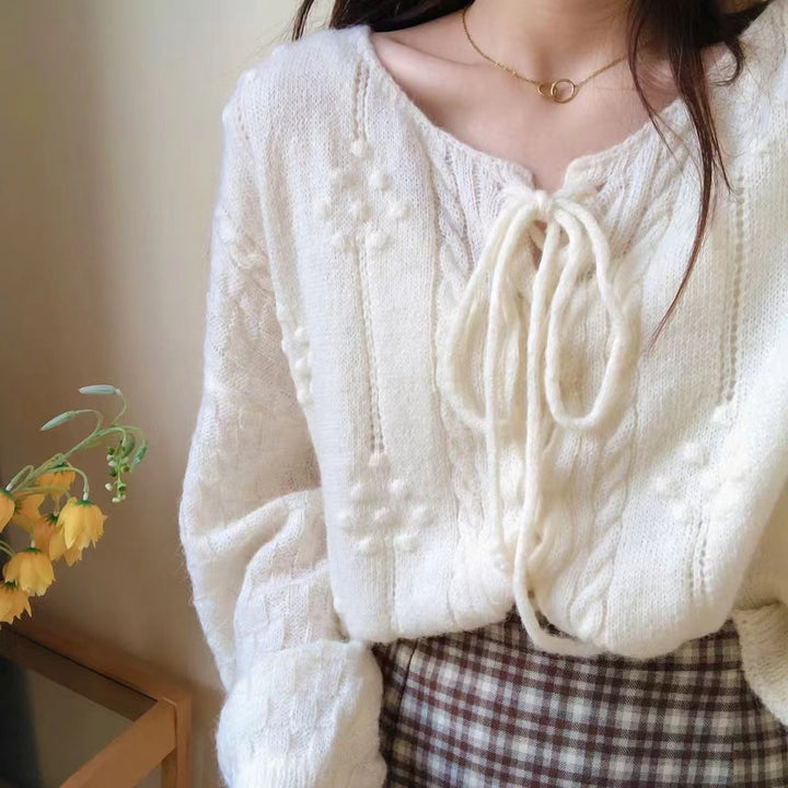 Damen Strickpullover mit verspieltem Schnüroberteil und strukturiertem Design Drune