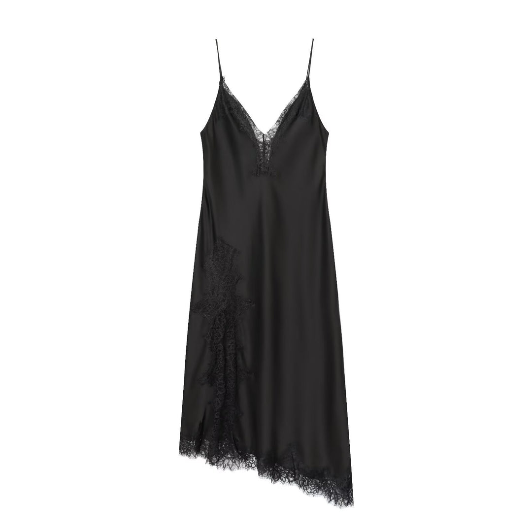 Damen Spitzen-Nachtkleid aus fließendem Stoff mit verspielten Rüschendetails Drune