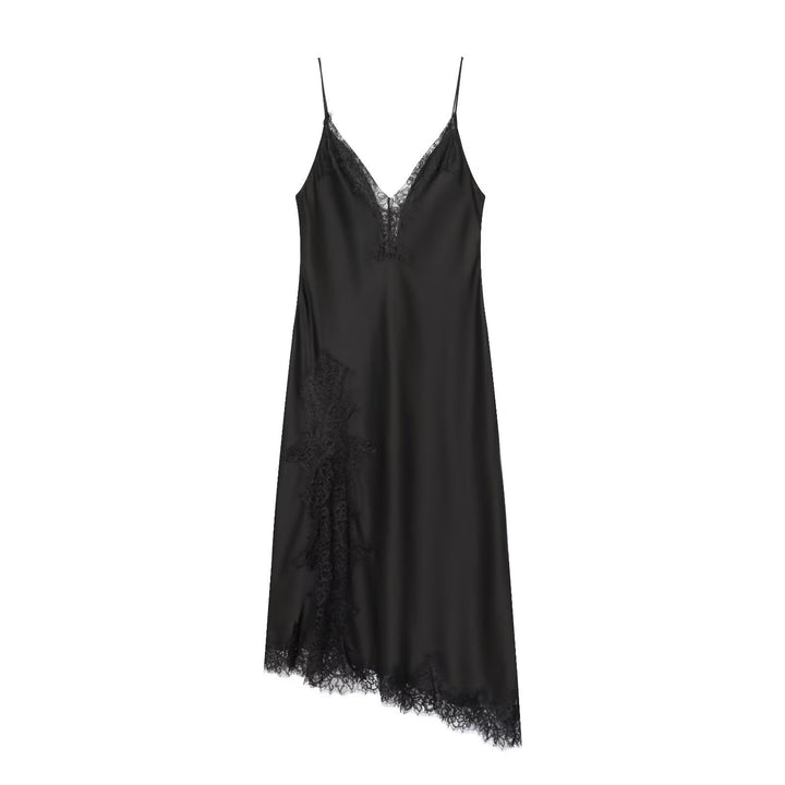 Damen Spitzen-Nachtkleid aus fließendem Stoff mit verspielten Rüschendetails Drune