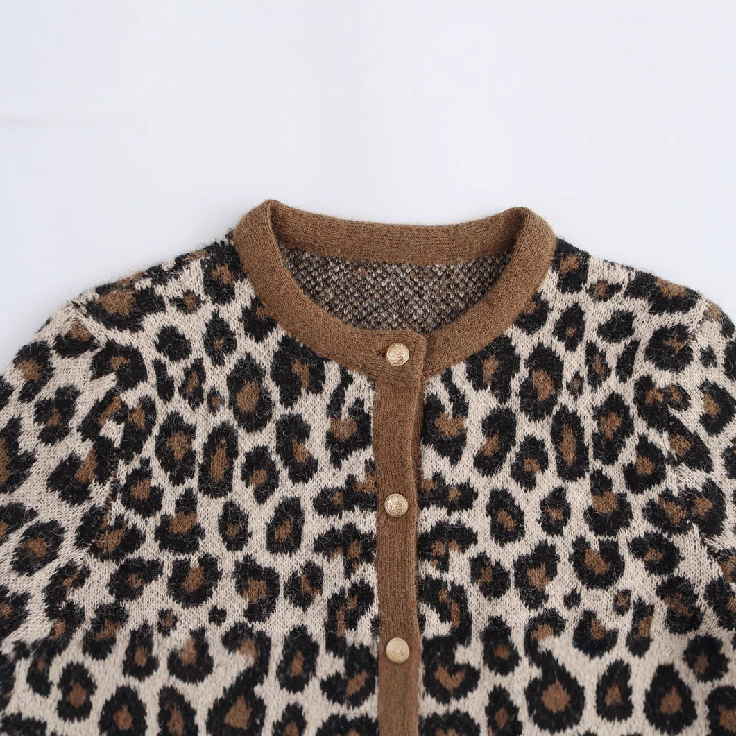 Damen kuscheliger Strickcardigan mit Animal-Print und praktischen Taschen Drune