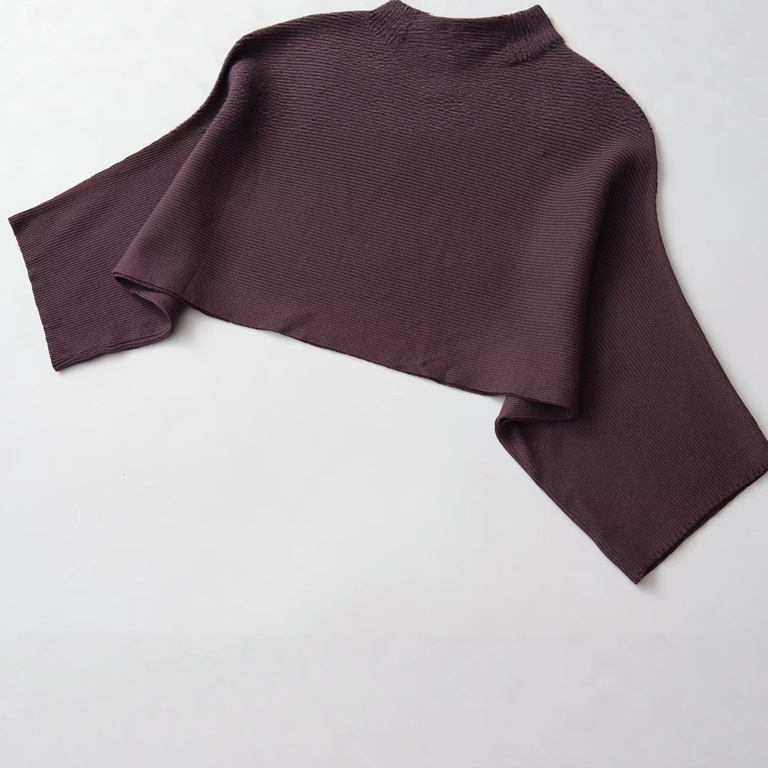 Damen Gerippter Kurz‑Poncho mit U‑Boot‑Ausschnitt und kastiger Silhouette Drune