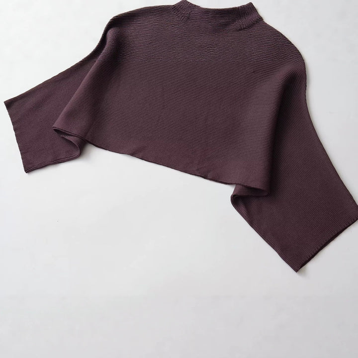 Damen Gerippter Kurz‑Poncho mit U‑Boot‑Ausschnitt und kastiger Silhouette Drune