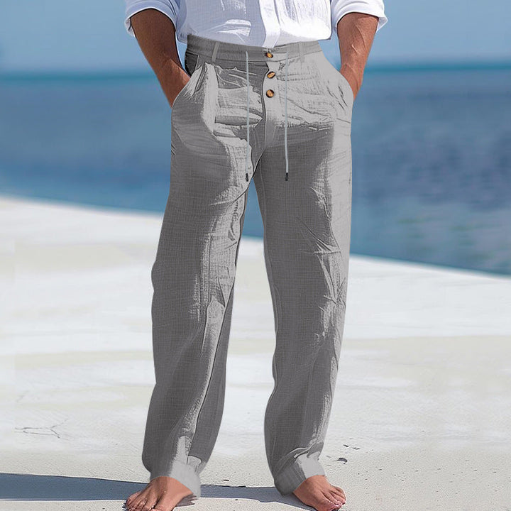 Herren lässige Hose mit hohem Bund und bequemen Taschen Drune