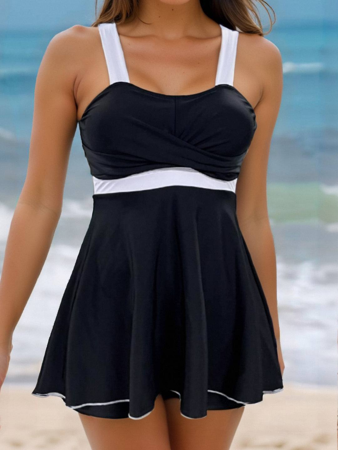 Damen Sportlicher Wickel-Badeanzug mit floralem Muster Drune