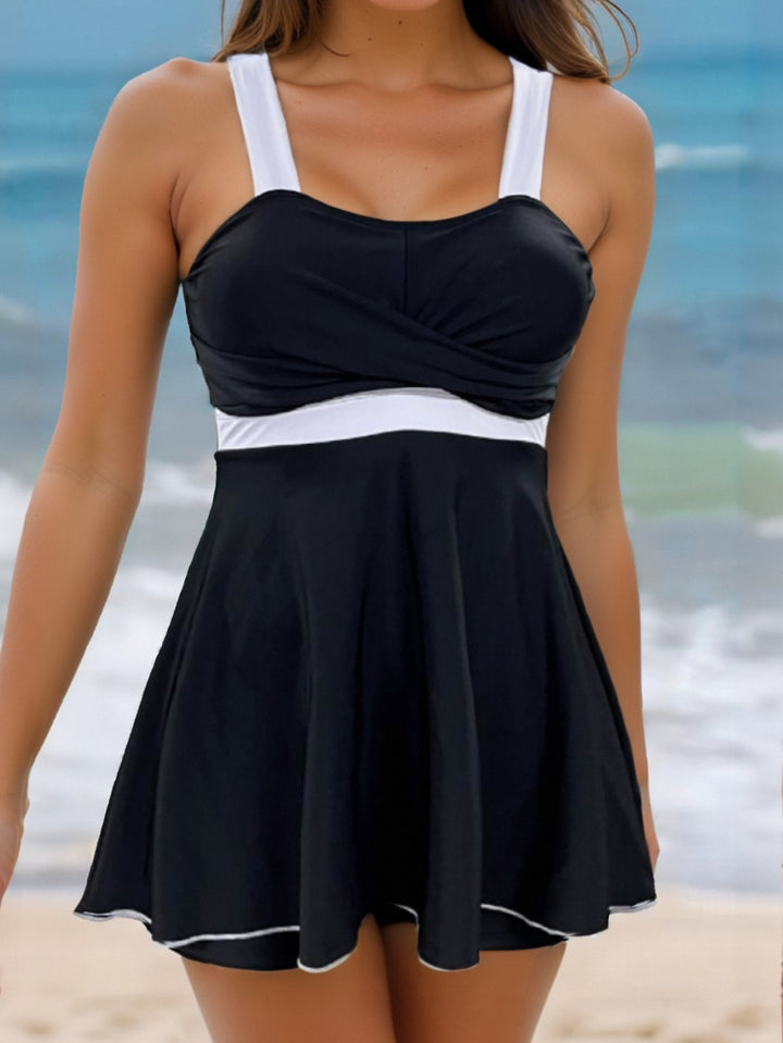 Damen Sportlicher Wickel-Badeanzug mit floralem Muster Drune