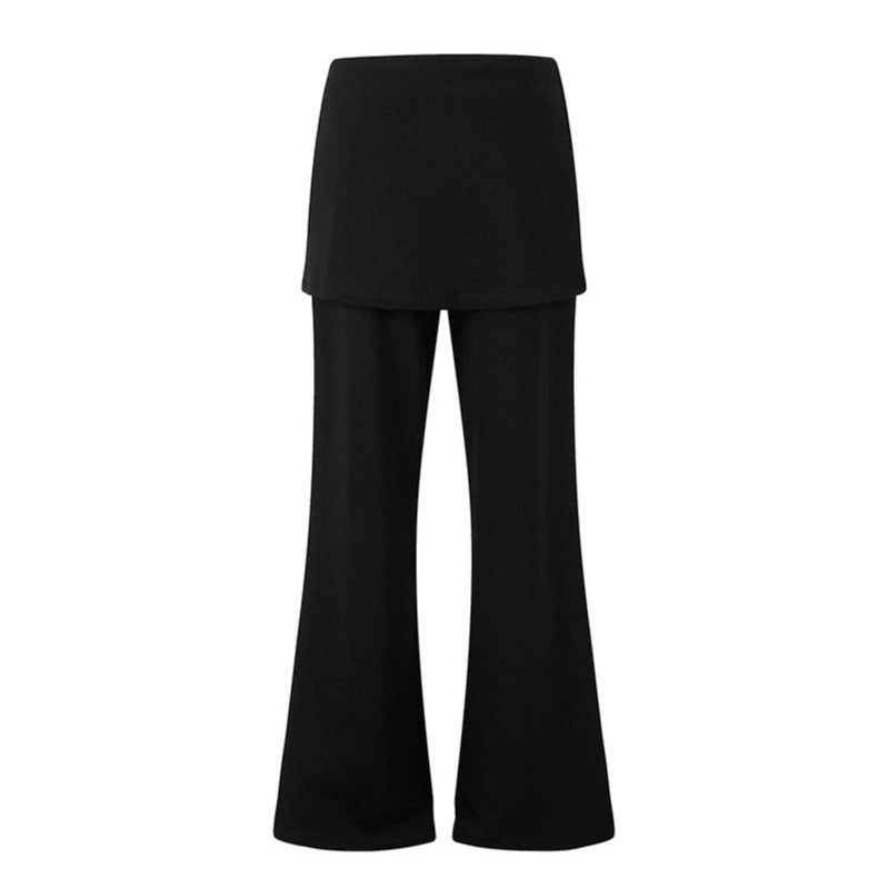 Damen Loungewear-Hose mit integriertem Minirock, weitem Bein und Stern-Strassapplikation Drune