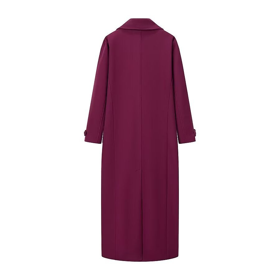 Damen nan extra langer Mantel mit klarer Silhouette, Doppelreiher und Manschettenriegel Drune