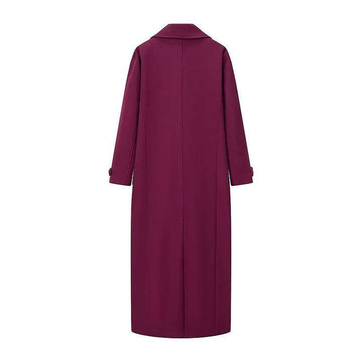 Damen nan extra langer Mantel mit klarer Silhouette, Doppelreiher und Manschettenriegel Drune