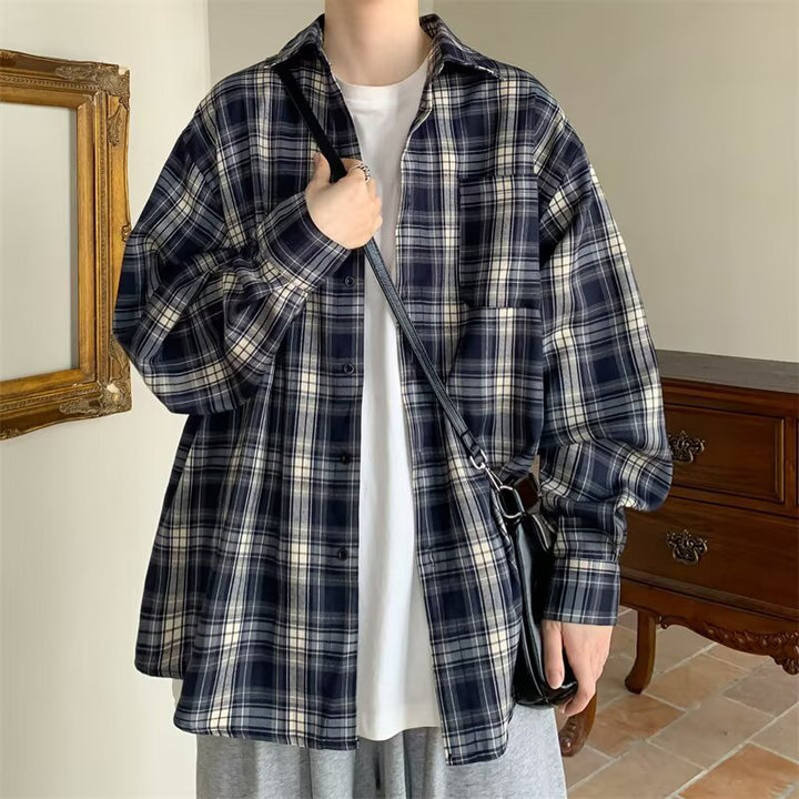 Damen Lässige Karobluse mit weitem Schnitt Drune