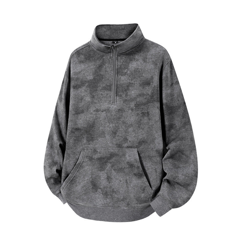 Unisex Oversize-Halbzip-Sweatshirt mit Kängurutasche und hohem Kragen Drune