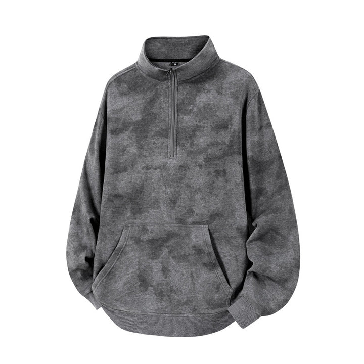 Unisex Oversize-Halbzip-Sweatshirt mit Kängurutasche und hohem Kragen Drune
