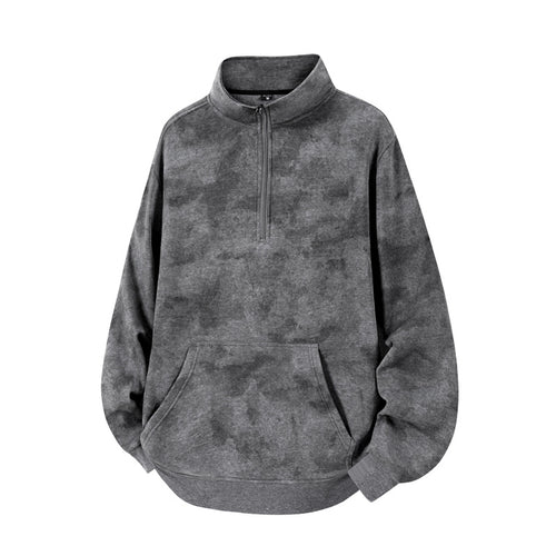 Unisex Oversize-Halbzip-Sweatshirt mit Kängurutasche und hohem Kragen Drune