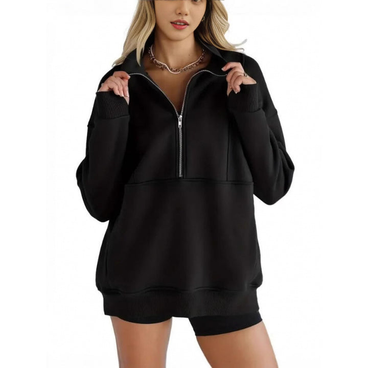 Damen Sweatshirt mit halbem Reißverschluss und oversized Schnitt Drune