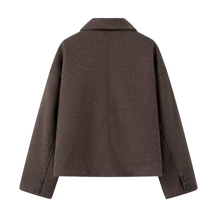 Damen lässige Wolljacke mit modernem Kragen und praktischen Eingrifftaschen Drune