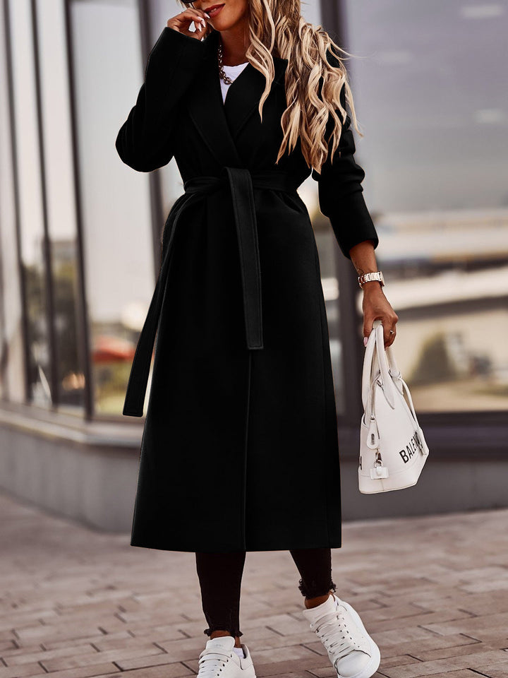 Drune | Mantel - Langer Wollmix - Eleganter Schnitt mit Gürtel - Klassisches Trenchcoat-Design