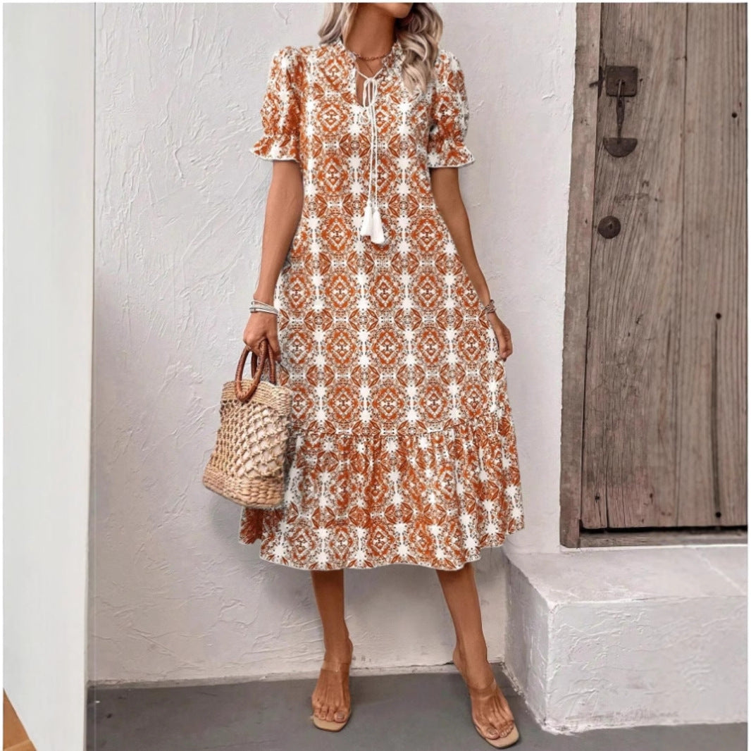 Damen Sommerliches Tunika-Kleid mit eleganten Schnüroptionen Drune