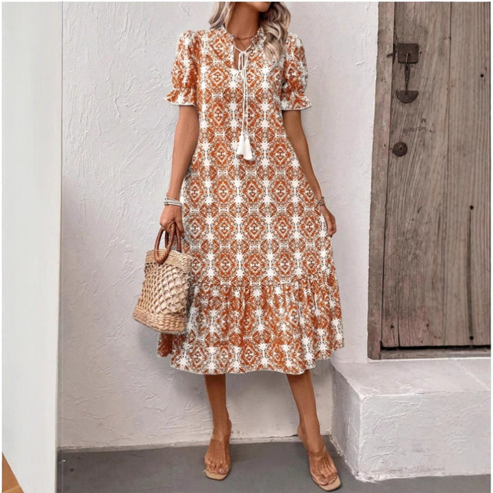 Damen Sommerliches Tunika-Kleid mit eleganten Schnüroptionen Drune