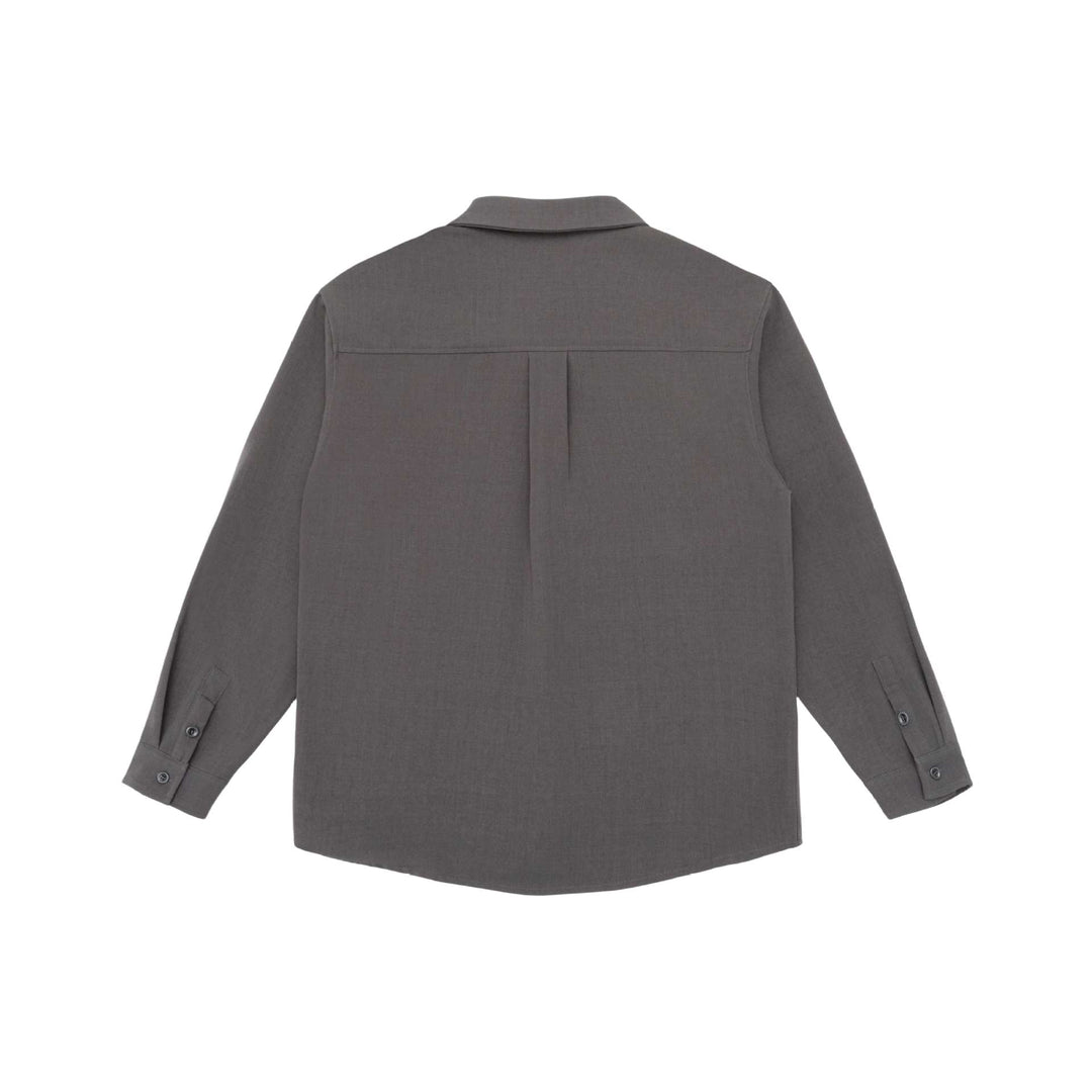 Unisex Leichte Hemdjacke im Overshirt-Stil aus Leinen-Baumwollmix mit Brusttasche und gerundetem Saum Drune