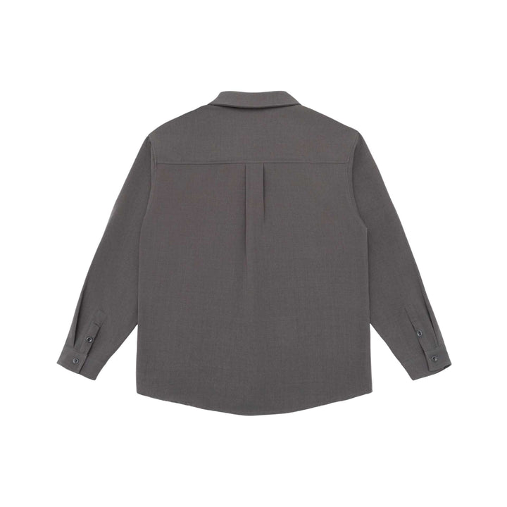Unisex Leichte Hemdjacke im Overshirt-Stil aus Leinen-Baumwollmix mit Brusttasche und gerundetem Saum Drune