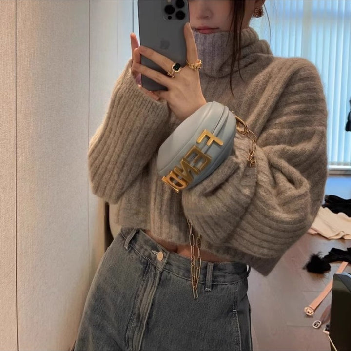 Damen Kuscheliger Rollkragenpullover mit strukturiertem Strickmuster Drune