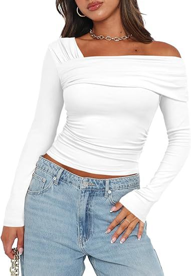 Damen Off-Shoulder Langarmshirt Drune