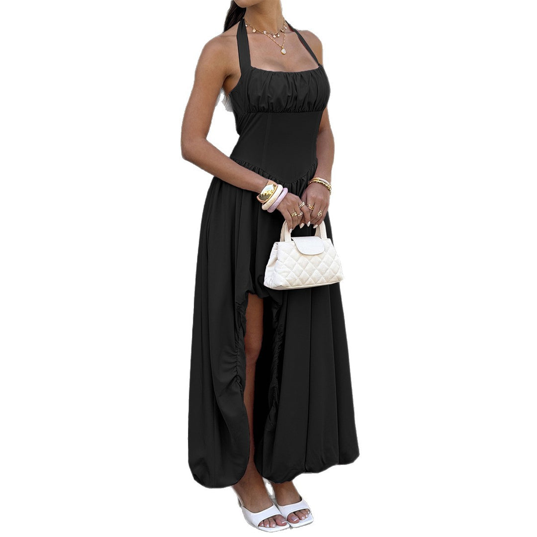 Damen Maxikleid mit Rüschen und tiefem Schlitz Drune
