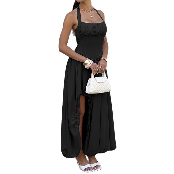 Damen Maxikleid mit Rüschen und tiefem Schlitz Drune
