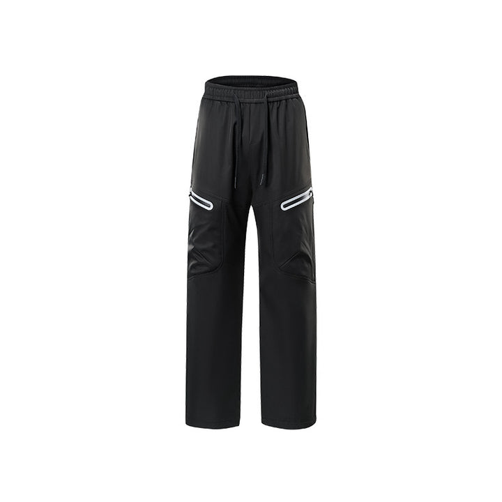 Herren Technische Cargo-Jogginghose mit geradem Bein, Reißverschlusstaschen und Tunnelzugbund Drune