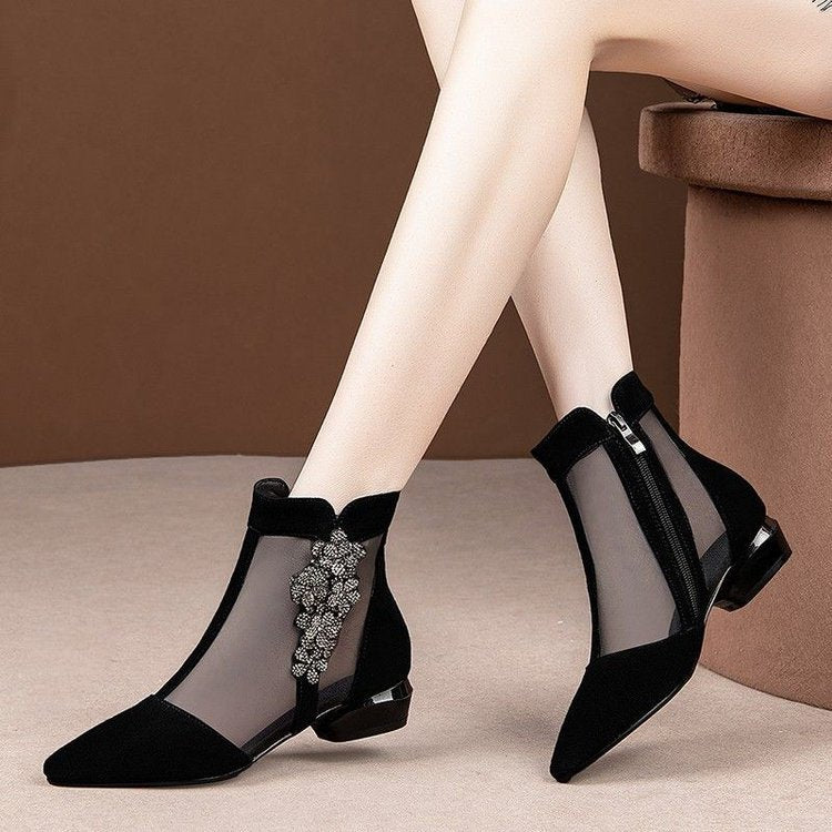 Damen Elegante transparente Stiefeletten mit funkelndem Schmuckdetail Drune