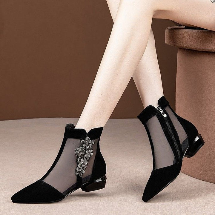 Damen Elegante transparente Stiefeletten mit funkelndem Schmuckdetail Drune