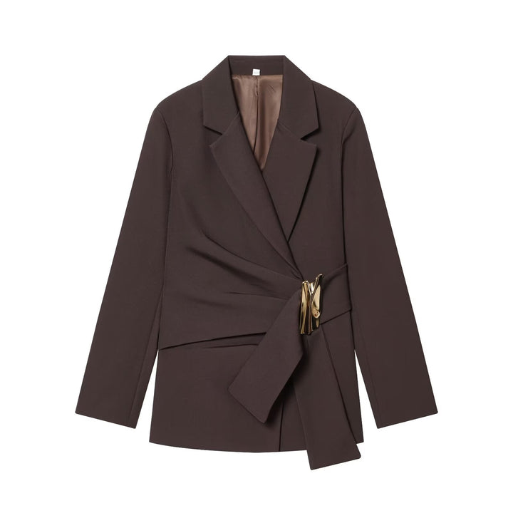 Damen Zweiteiliges Wickelblazer- und Palazzo-Anzugset mit Ziergürtel Drune