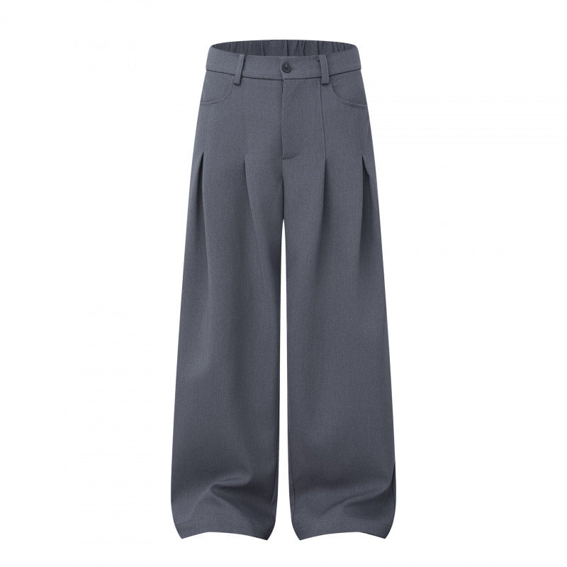 Damen Weite Highwaist-Hose mit Kellerfalten, Gürtelschlaufen und Cropped-Bein Drune