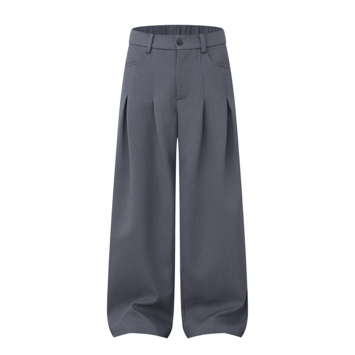 Damen Weite Highwaist-Hose mit Kellerfalten, Gürtelschlaufen und Cropped-Bein Drune