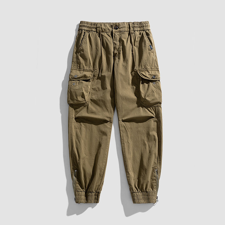 Herren Cargohose im Joggerstil mit elastischem Komfortbund, Multifunktionalen Klapp‑Utility‑Taschen und Knöchelreißverschluss Drune