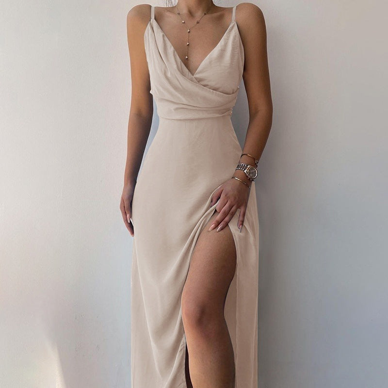 Damen Maxikleid mit Wickeloberteil und seitlichem Schlitz Drune