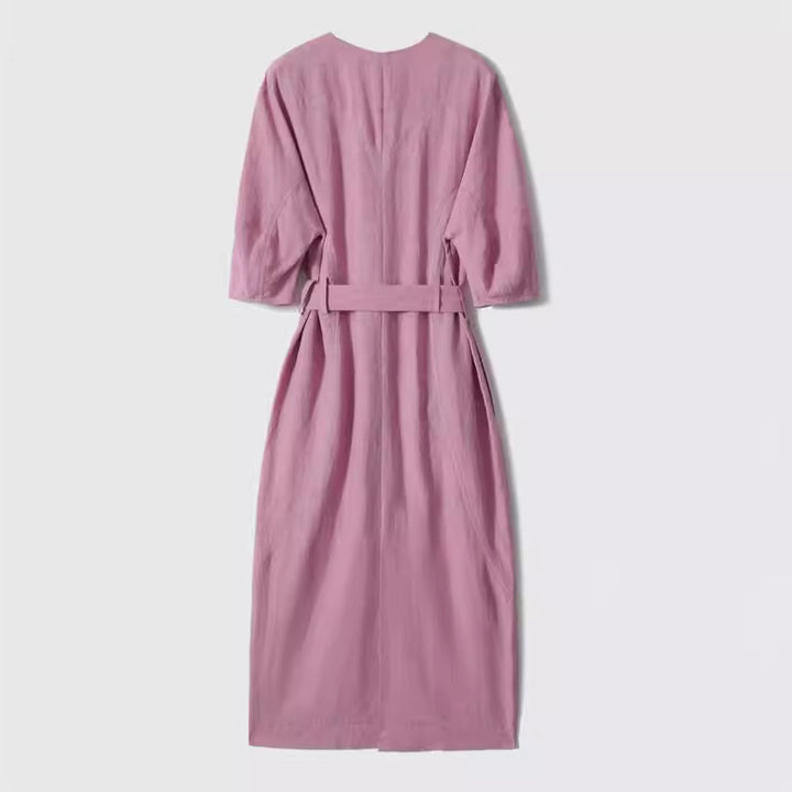 Damen Elegantes Midi-Kleid mit Gürtel Drune