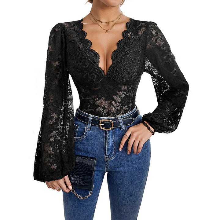 Damen Elegant-taillierter Spitzen-Body im Corsagenstil mit tiefem Herz-Ausschnitt Drune