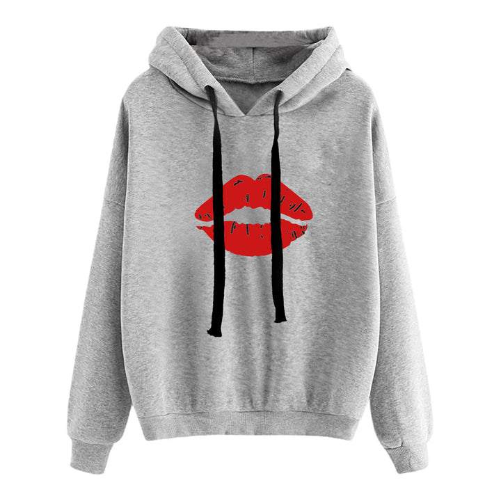 Damen nan lässiger Oversize Kapuzenpullover mit Herz‑und‑Pfotenprint, Kordelzug und gerippten Bündchen Drune