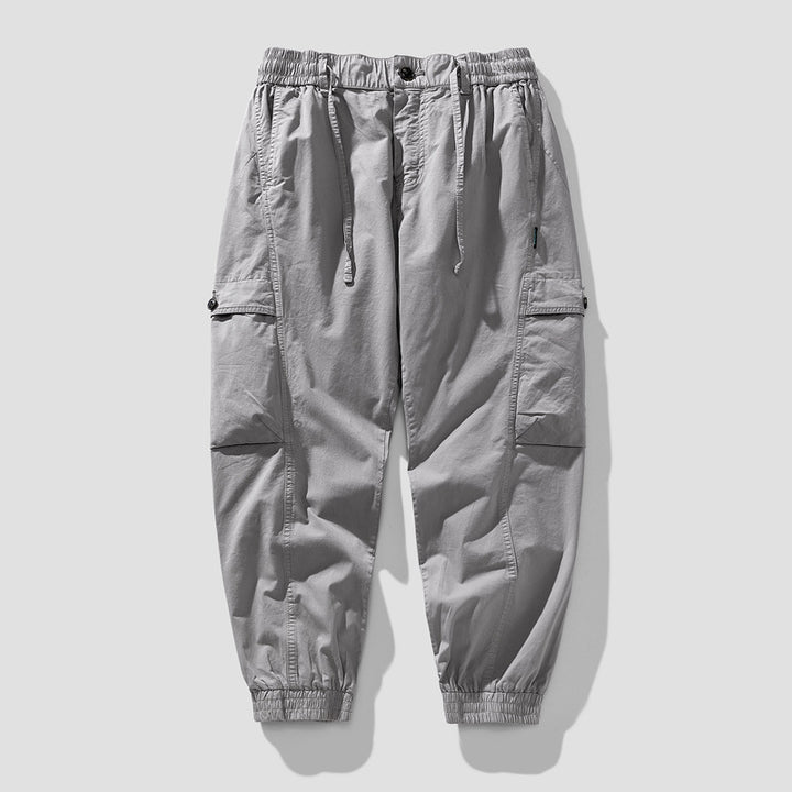 Herren Elastische Cargo-Jogginghose mit Tunnelzug, Knieabnähern und Multifachtaschen Drune