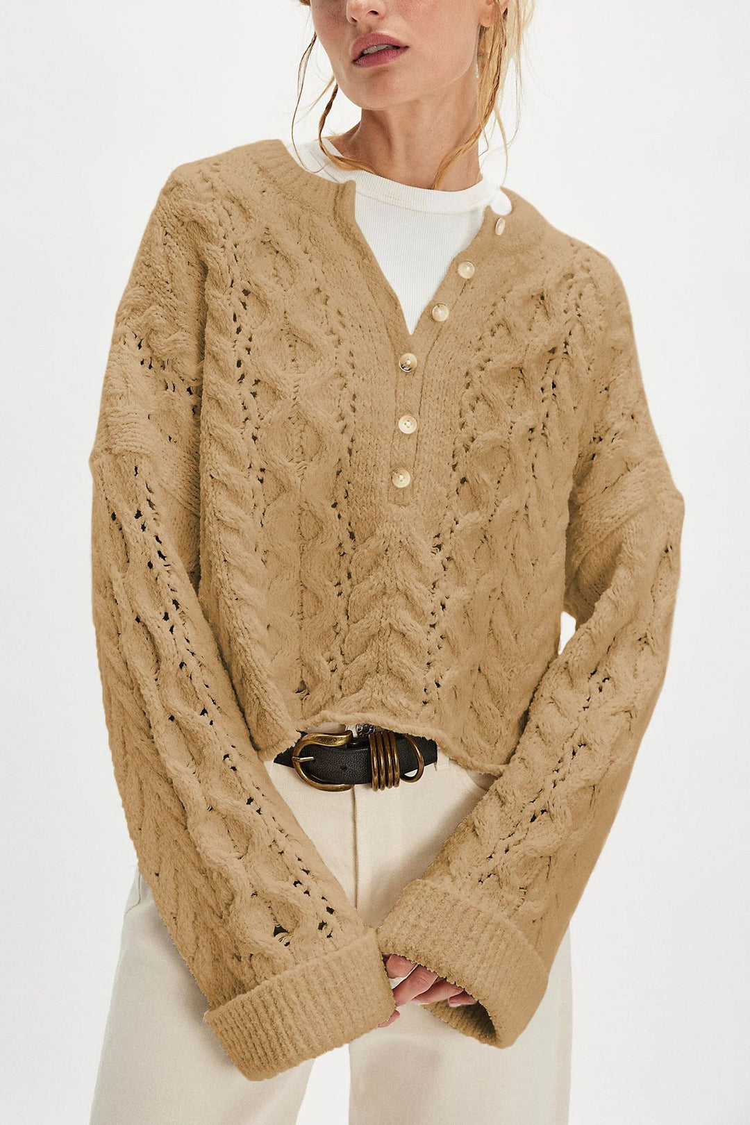 Damen Grobstrickpullover Drune