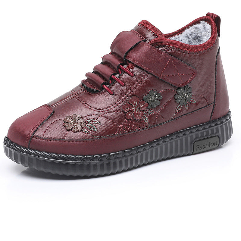 Damen Stiefel mit Blumenstickerei Drune