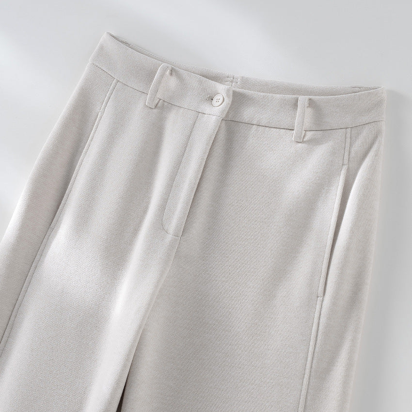 Damen Elegante High‑Waist Palazzo-Stoffhose mit Bügelfalte und dekorativer Mittelnaht Drune