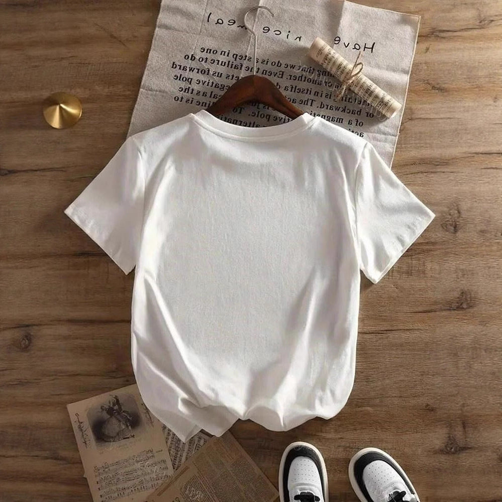Damen lässiges T-Shirt mit auffälligem Vintage-Print Drune