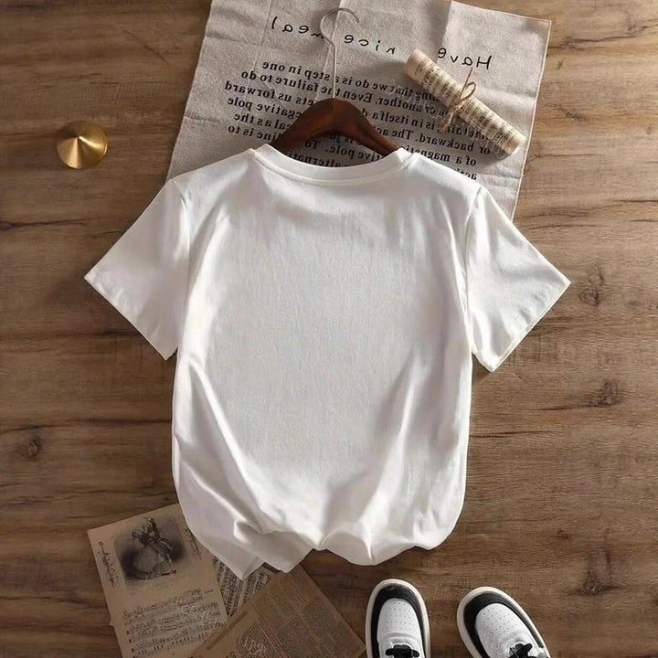 Damen lässiges T-Shirt mit auffälligem Vintage-Print Drune