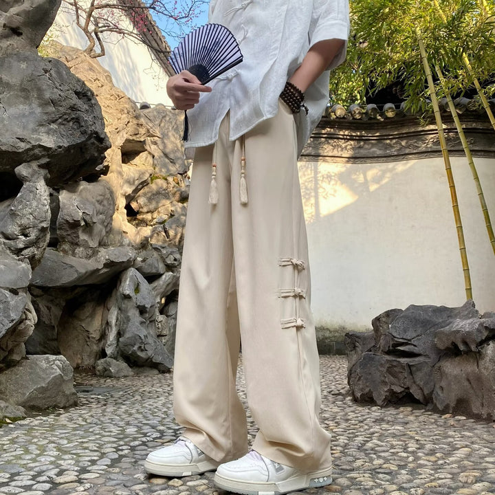Herren Weitgeschnittene Freizeithose mit dekorativen Details Drune