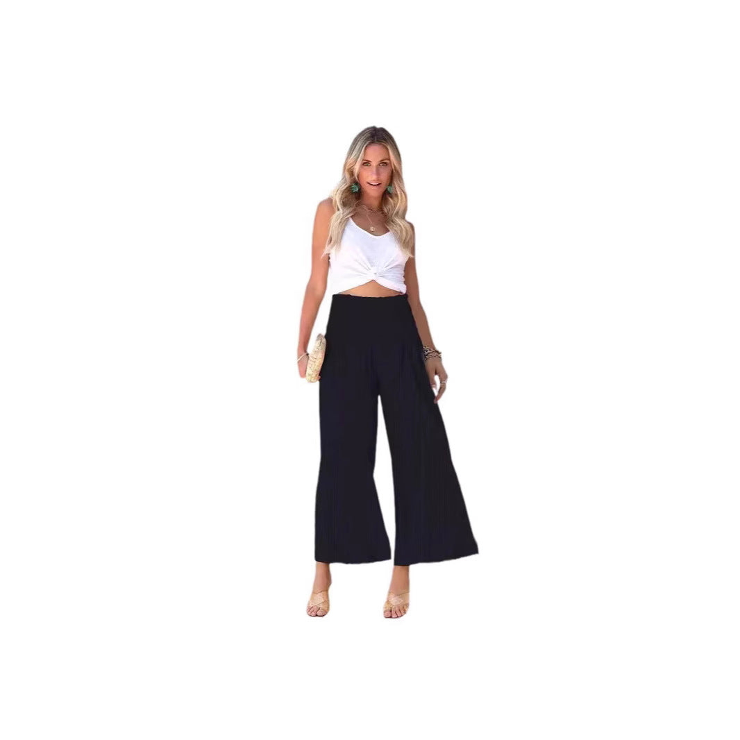 Damen weite Culotte-Hose mit elastischem Bund und seitlichen Eingrifftaschen Drune