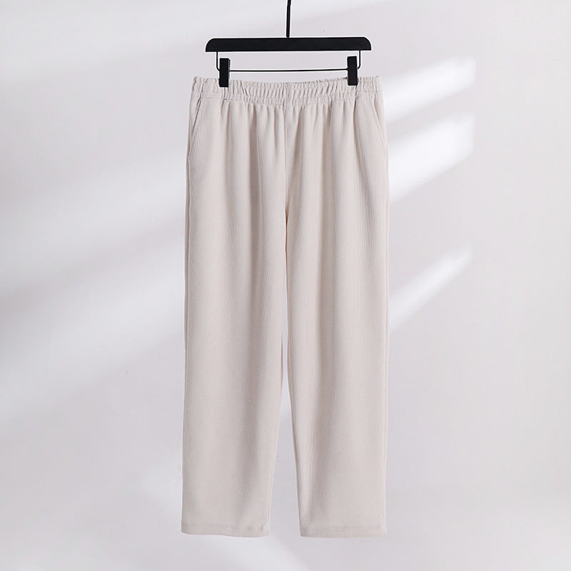 Damen Weite Cordhose mit elastischem Bund, Eingrifftaschen und geradem Bein Drune