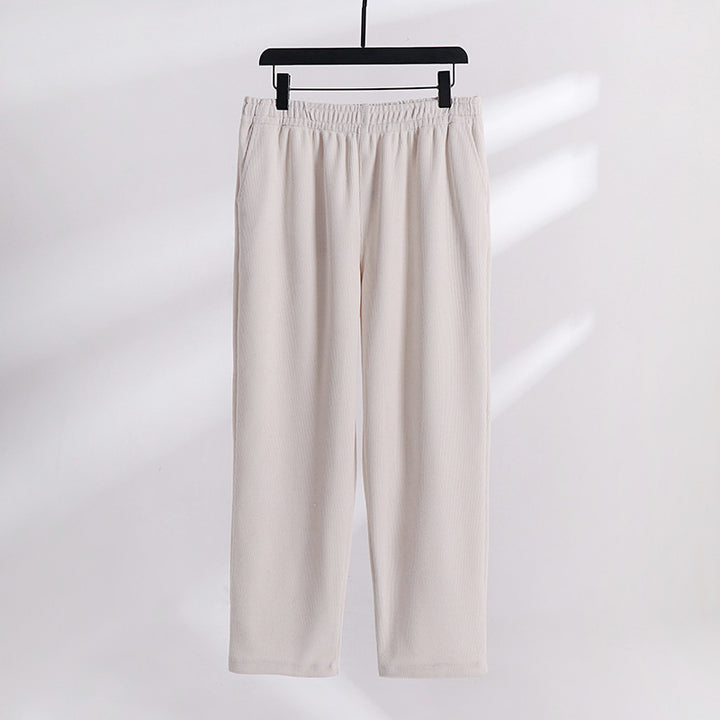 Damen Weite Cordhose mit elastischem Bund, Eingrifftaschen und geradem Bein Drune