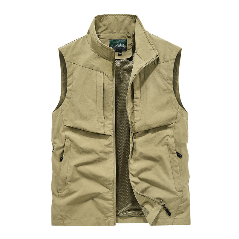 Herren Utility-Outdoorweste mit Mesh-Futter, durchgehendem Reißverschluss und Multifachtaschen Drune
